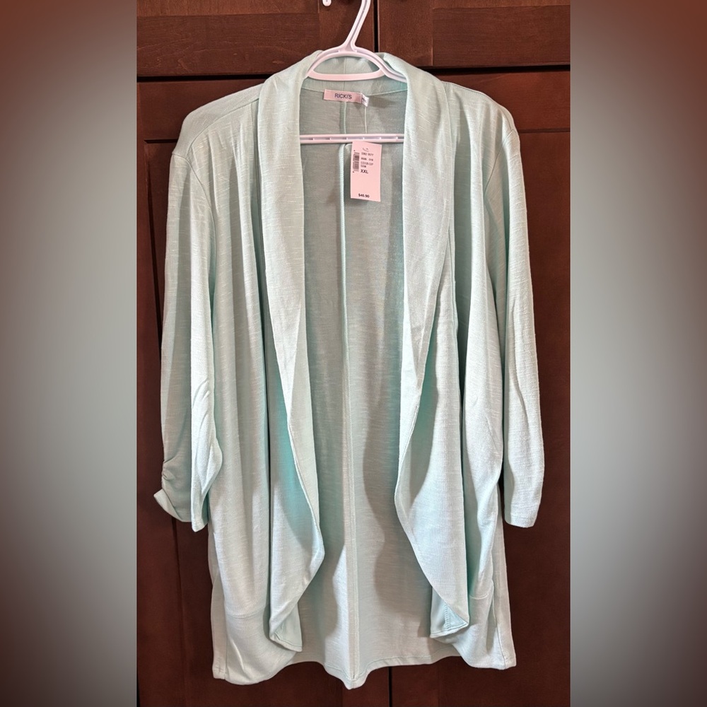 Light Green open front Cardigan